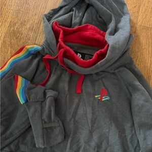 SONY PLAYSTATION RAINBOW WOMEN HOODIE LONG SLEEVE FLEECE SWEATSHIRT SWEATER GAME